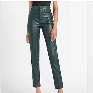 Express NWT forest green slim high rise faux leather pants